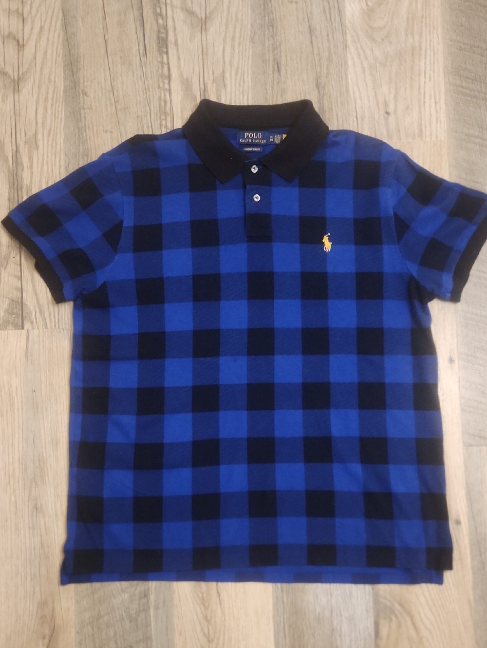 Polo by Ralph Lauren Blue & Black Buffalo Check Polo with Yellow Logo